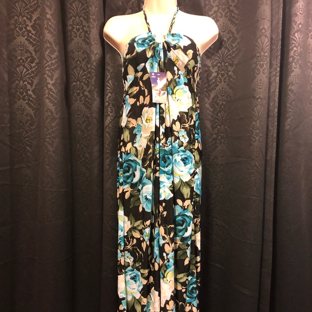 New Black Blue White Yellow Halter Sundress Size Large